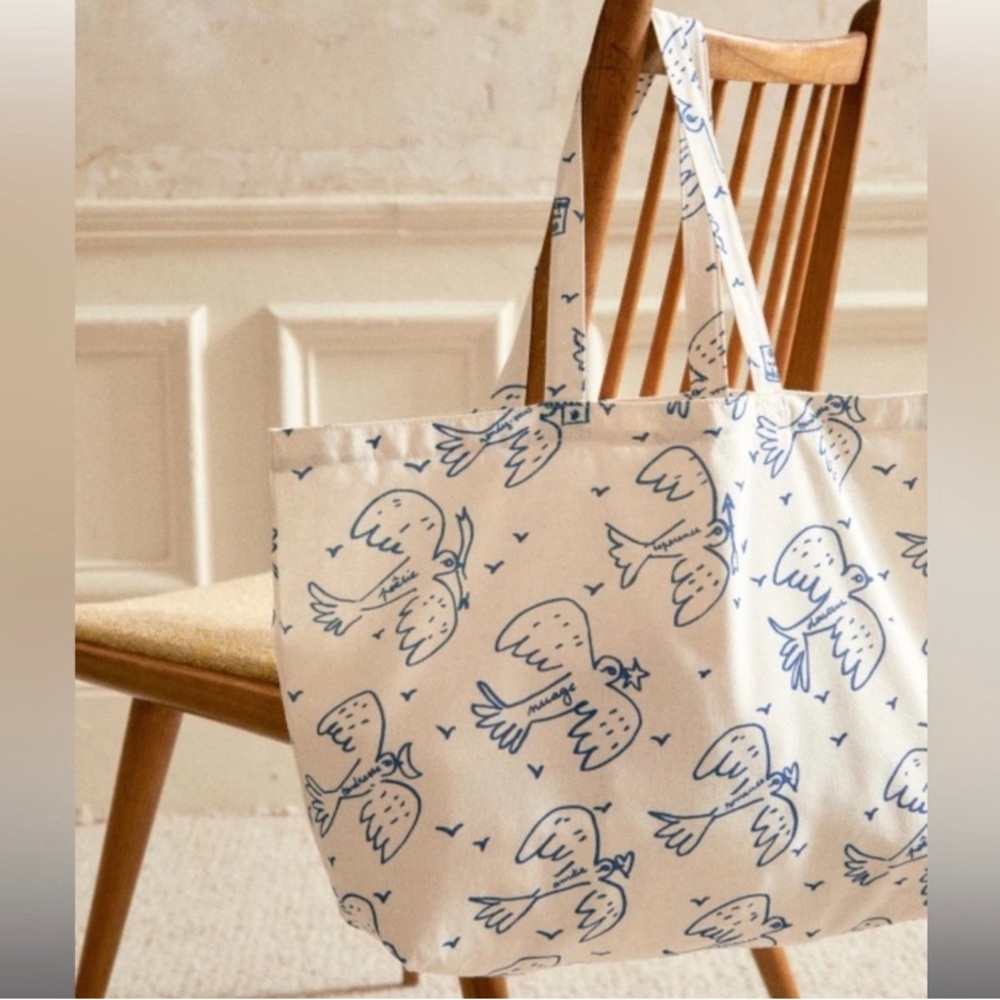 Sezane x JCC Blue and White Tote Bag